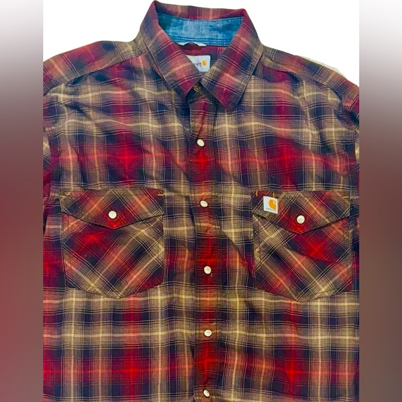 Carhartt relaxed fit lightweight long sleeve button up plaid shirt Men’s Medium - Picture 4 of 5
